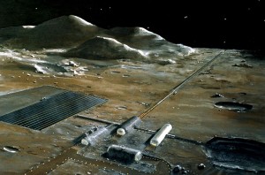 Lunar base with mass driver